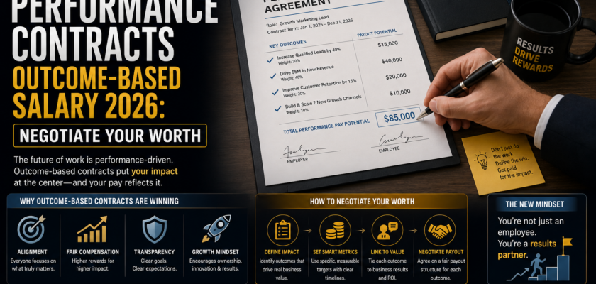 A corporate executive reviewing a digital performance-linked compensation agreement displaying variable tier matrices and business impact metrics.